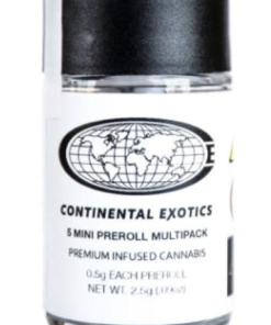 CONTINENTAL EXOTICS | 5 PACK HASH INFUSED PRE-ROLLS | GUAVA GELATO | 2.5G